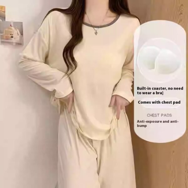 بيجامة نسائية مع وسادة صدر بأكمام طويلة ومقاس كبير