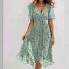 6a218a66-18f2-4a78-8188-27d6b85f17b5.jpg فستان شيفون مطبوع بأكمام قصيرة، فساتين صيفية أنيقة بفتحة رقبة على شكل حرف V، ملابس نسائية
