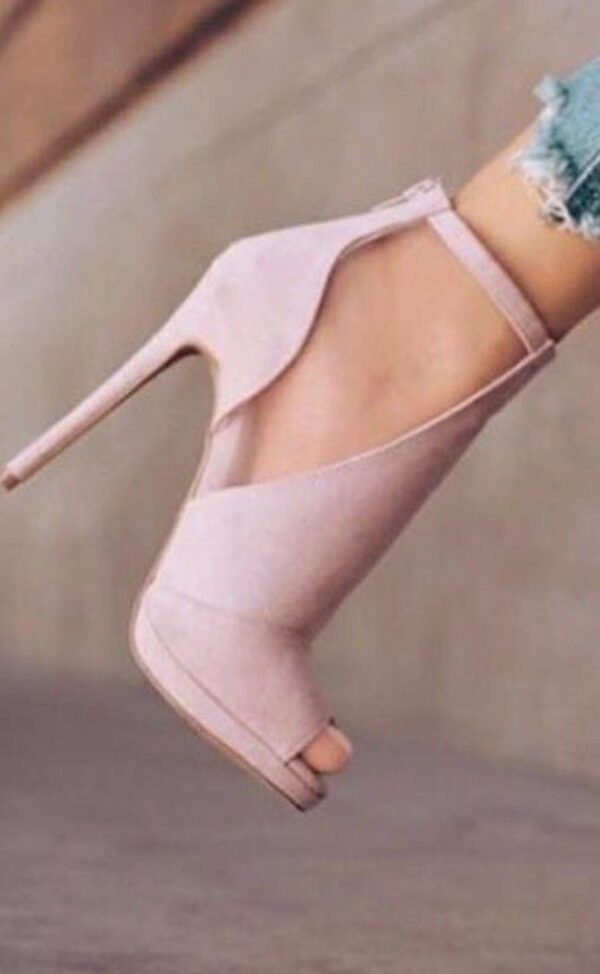 صنادل بمقدمة مفتوحة وكعب ستيليتو وسحاب خلفي فارغ جانبي مقاس كبير للسيدات