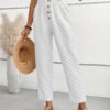 بنطلون نسائي فضفاض مستقيم بقصّة Slim-fit وأزرار
