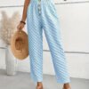 بنطلون نسائي فضفاض مستقيم بقصّة Slim-fit وأزرار