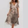 b40264c1-b66c-44f5-9e99-13c19a625cdb.jpg فستان شيفون مطبوع بأكمام قصيرة، فساتين صيفية أنيقة بفتحة رقبة على شكل حرف V، ملابس نسائية