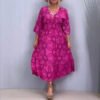 فستان أنيق بطبعة زهور على شكل حرف V من تصميم أوروبي أمريكي