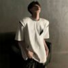 تي شيرت رجالي من Design Sense بأكمام قصيرة من Niche High Sense Split Deconstruction American