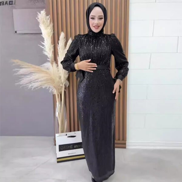 فستان فضفاض بأكمام طويلة بلون سادة للخريف الأوروبي والأمريكي