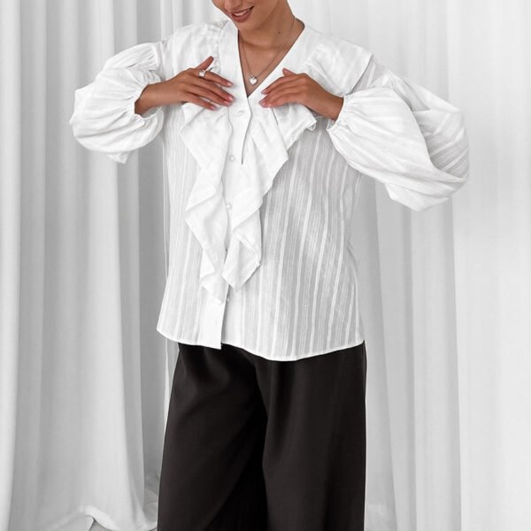 قميص جاكار بأكمام طويلة مكشكش