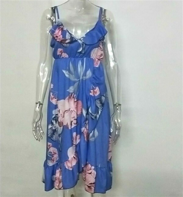 فستان فضفاض مطبوع عليه كشكشة وأشرطة حبر للنساء الحوامل