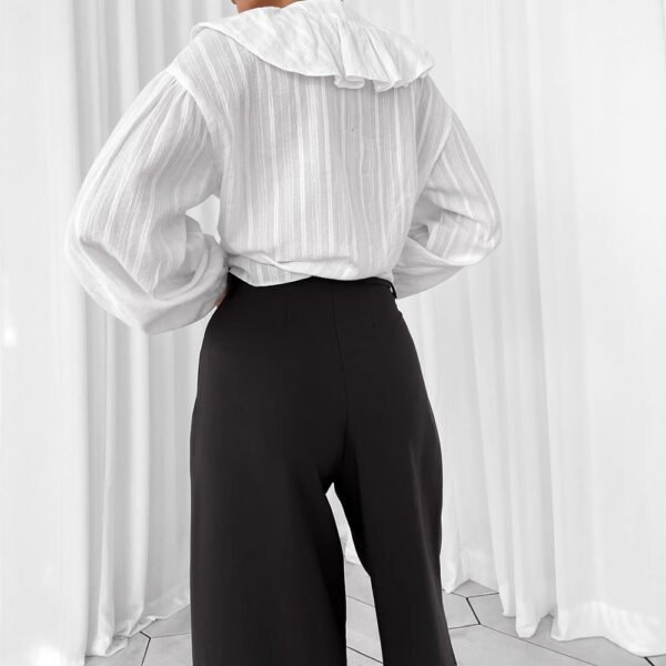 قميص جاكار بأكمام طويلة مكشكش