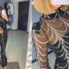 فساتين ماكسي نسائية مزينة بالترتر بأكمام طويلة وفساتين حفلات نسائية