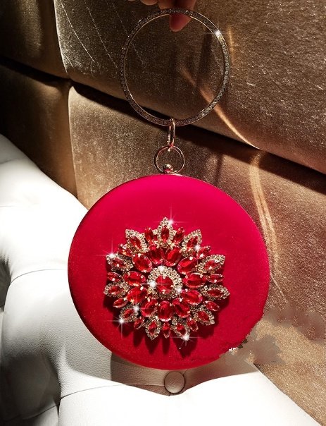 حقائب نسائية من LOLIBOX، حقائب كلاتش نسائية مسائية، حقائب يد مخملية بحلقة ألماس، حقيبة كلاتش صغيرة مستديرة، حقائب كلاتش للحفلات النهارية، محافظ