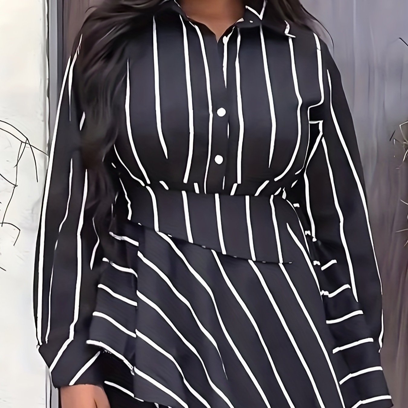 قميص نسائي كلاسيكي بأكمام طويلة وأكمام طويلة