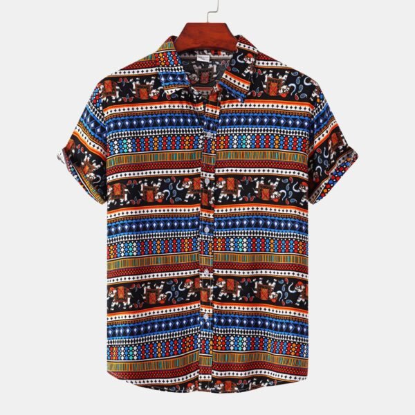 قميص رجالي صيفي فضفاض بأكمام قصيرة بمقاسات كبيرة