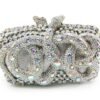حقيبة عشاء مرصعة بالألماس من جلد الثعبان مزودة بمشبك مغناطيسي وسلسلة