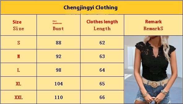 تي شيرت نسائي بدون أكمام بياقة على شكل حرف V من الدانتيل بلون سادة