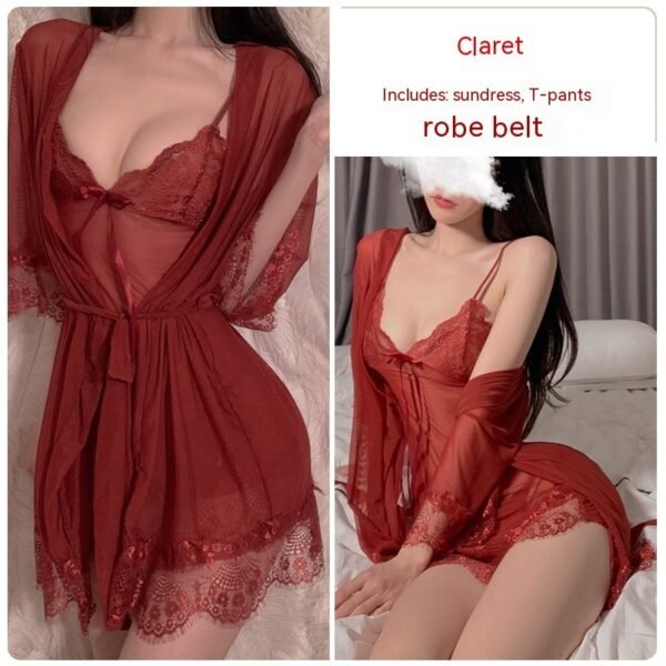 ملابس داخلية مثيرة من Ruoruo ذات لون نقي وشبكة شفافة وحمالات نسائية