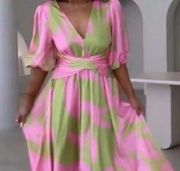 فستان نسائي مريح ضيق مطبوع طويل