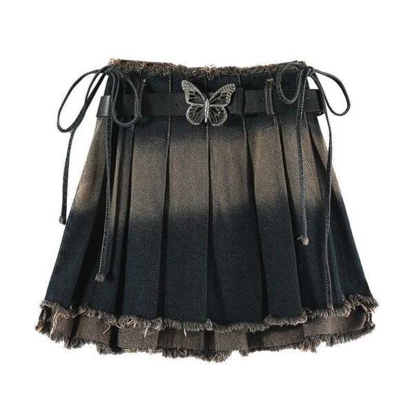 تنورة جينز من قطعة واحدة، تنورة ضيقة مثيرة، تنورة صغيرة مكشكشة للشارع