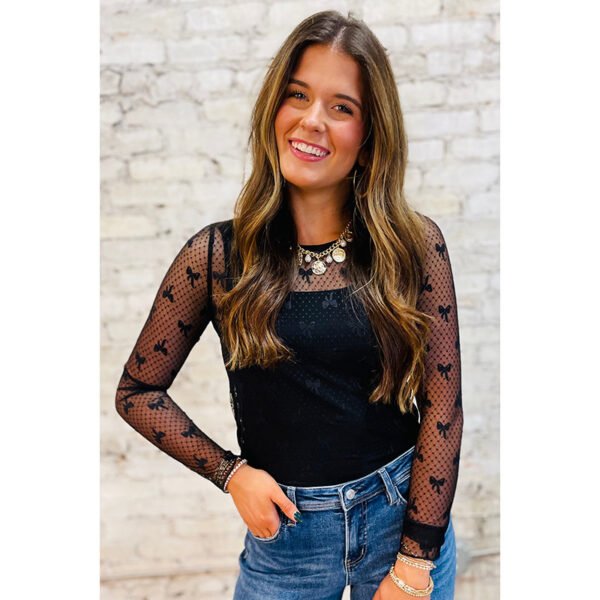 تي شيرت نسائي بأكمام طويلة مطبوع عليه فيونكة خريفية جديدة