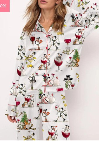 بدلة نسائية كاجوال مطبوعة بكأس نبيذ أوروبي وأمريكية مخصصة