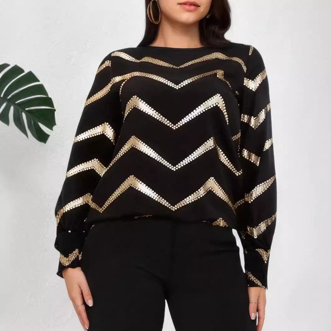 قميص كاجوال بأكمام طويلة ورقبة دائرية