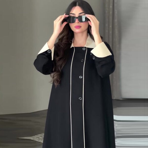 معطف نسائي متوسط ​​الطول بتصميم ريترو بايكر