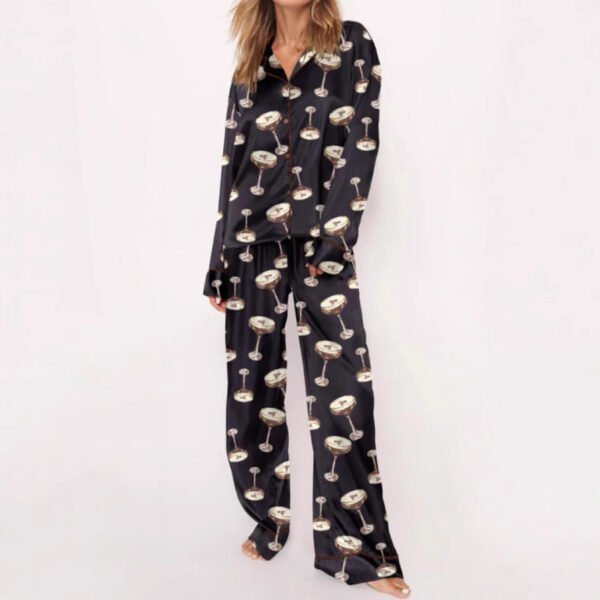 بدلة نسائية كاجوال مطبوعة بكأس نبيذ أوروبي وأمريكية مخصصة