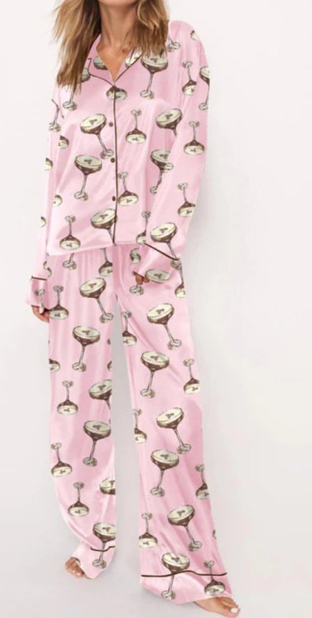 بدلة نسائية كاجوال مطبوعة بكأس نبيذ أوروبي وأمريكية مخصصة