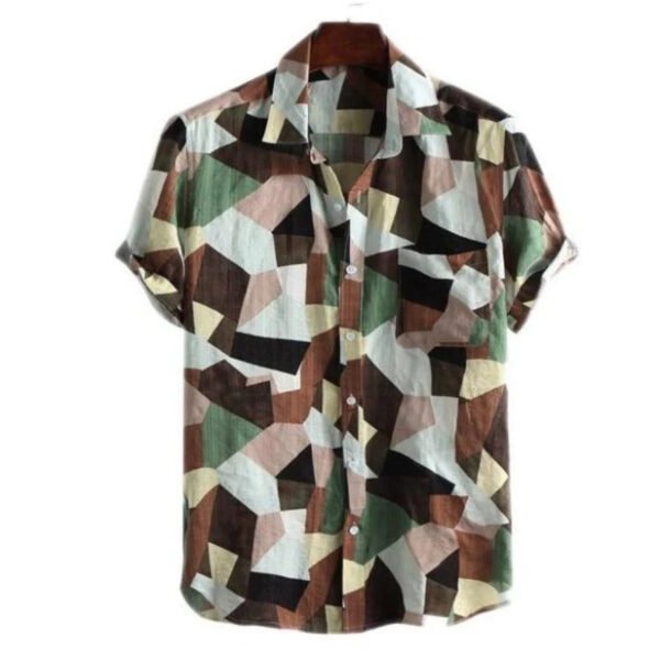 قميص رجالي صيفي فضفاض بأكمام قصيرة بمقاسات كبيرة