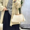 حقيبة يد نسائية من الجلد الأصلي منسوجة يدويًا وحقيبة كتف تحت الإبط