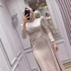 فستان نسائي أنيق بأكمام طويلة مرصع بالألماس من الشرق الأوسط دبي