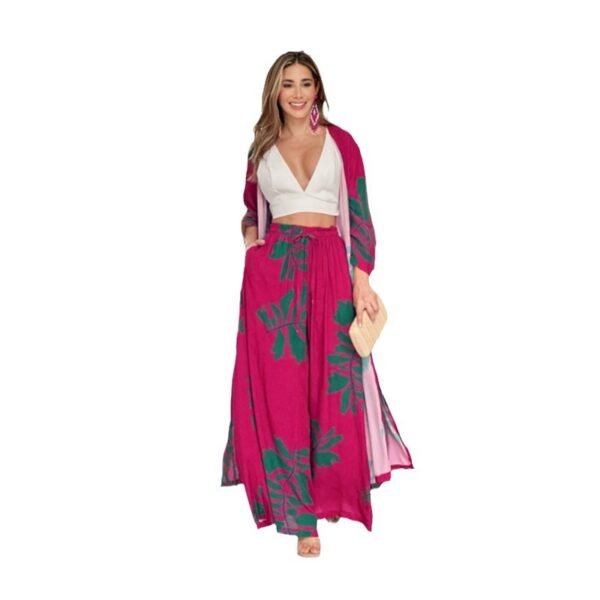 بدلة نسائية كاجوال أنيقة مكونة من قميص طويل وبنطلون