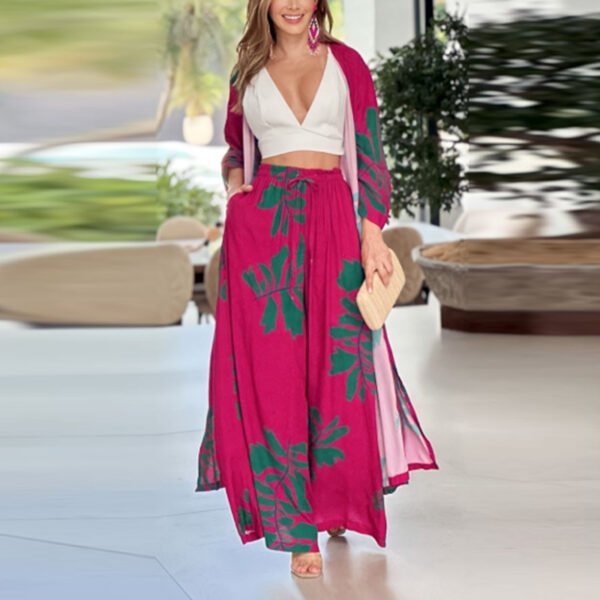 بدلة نسائية كاجوال أنيقة مكونة من قميص طويل وبنطلون