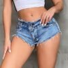 شورت جينز صيفي مرن للنساء بمقاسات كبيرة