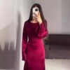 1a1ea373-de8a-460d-ba0c-b1ac4e18fa88-2.jpg فستان ضيق عند الخصر، برباط، بلون سادة، بأكمام طويلة