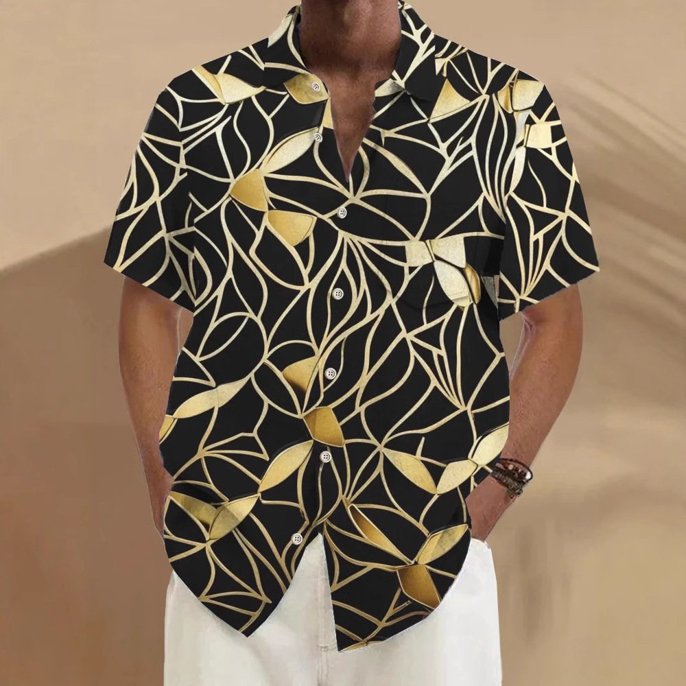 كارديجان رجالي صيفي فضفاض مطبوع بأكمام قصيرة من Personal Leisure