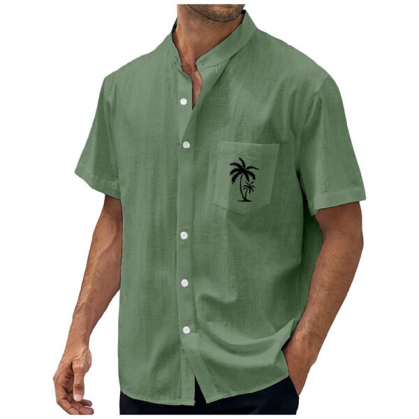 قميص رجالي مطبوع عليه شجرة جوز الهند بخطوط هندسية