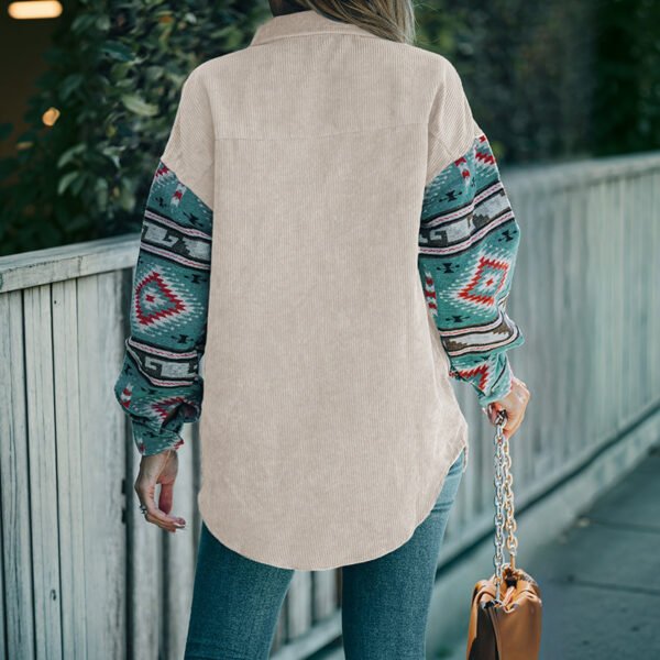 معطف نسائي كسول متعدد الألوان مع ياقة عرقية