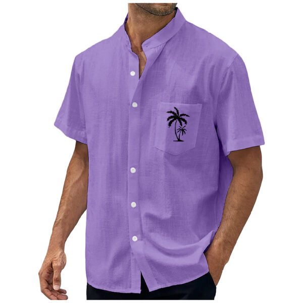 قميص رجالي مطبوع عليه شجرة جوز الهند بخطوط هندسية