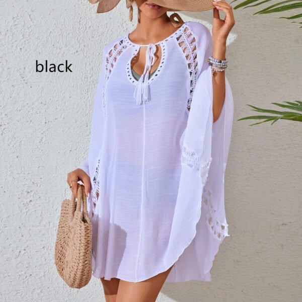 فستان تنورة شاطئ نسائية مع ربطة عنق وبلوفر فضفاض