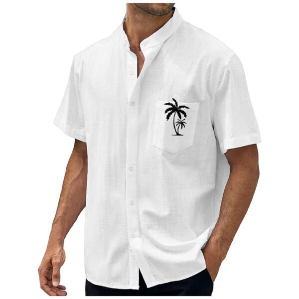 قميص رجالي مطبوع عليه شجرة جوز الهند بخطوط هندسية