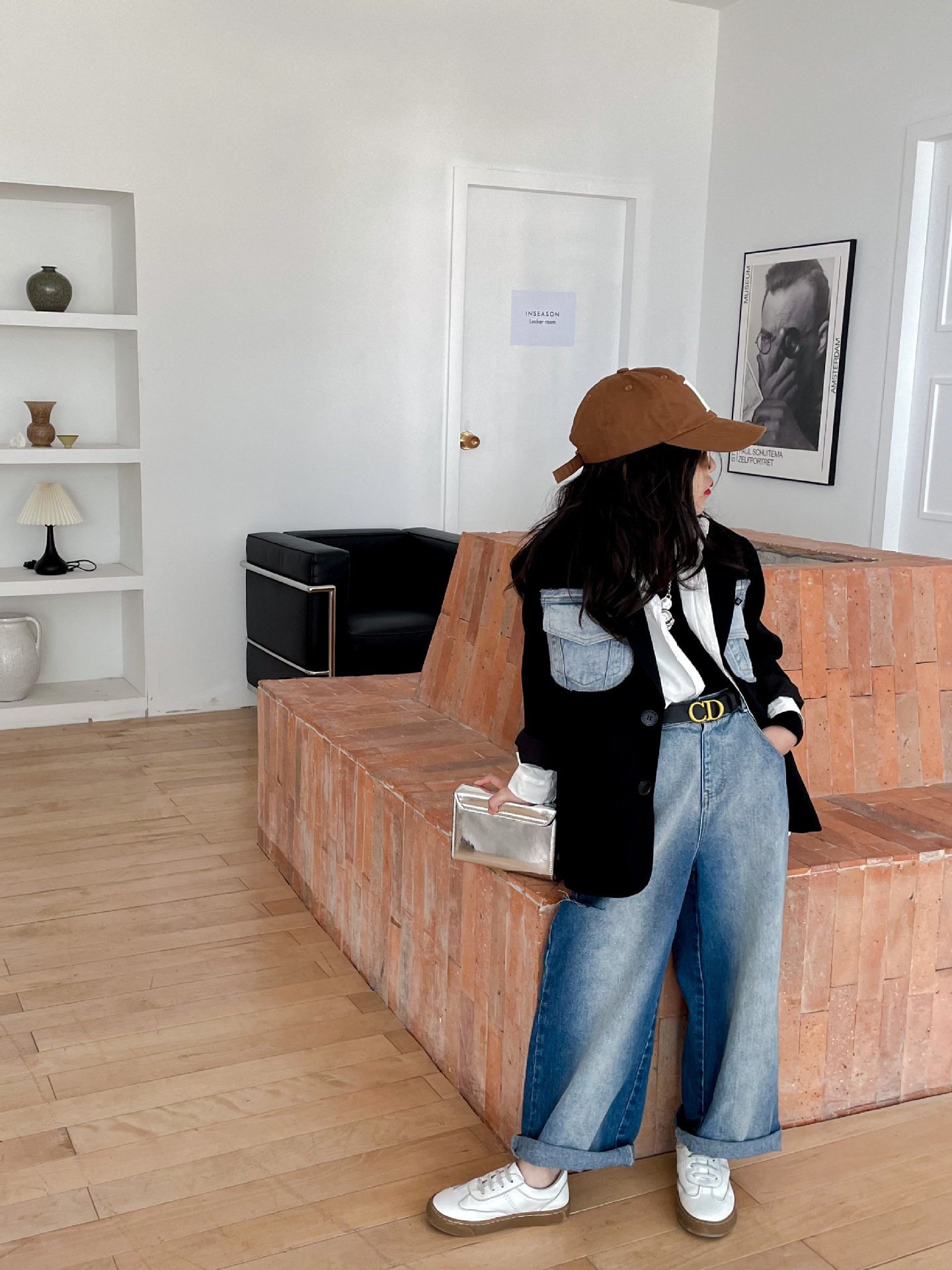 بنطلون جينز مستقيم للبنات من منتصف العمر