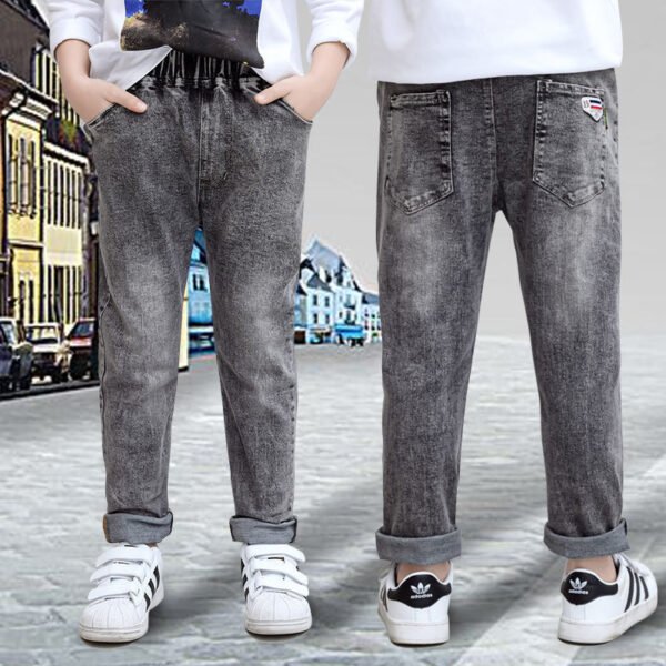 بنطلون جينز للأولاد خريف وشتاء جديد من المخمل قطعة واحدة