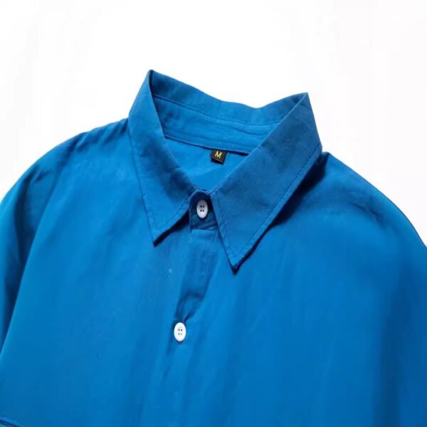 قميص رجالي كاجوال من القطن والكتان بتصميم ضيق