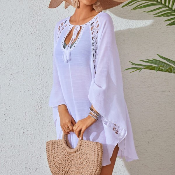 فستان تنورة شاطئ نسائية مع ربطة عنق وبلوفر فضفاض