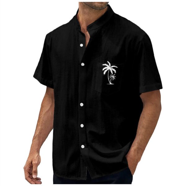 قميص رجالي مطبوع عليه شجرة جوز الهند بخطوط هندسية