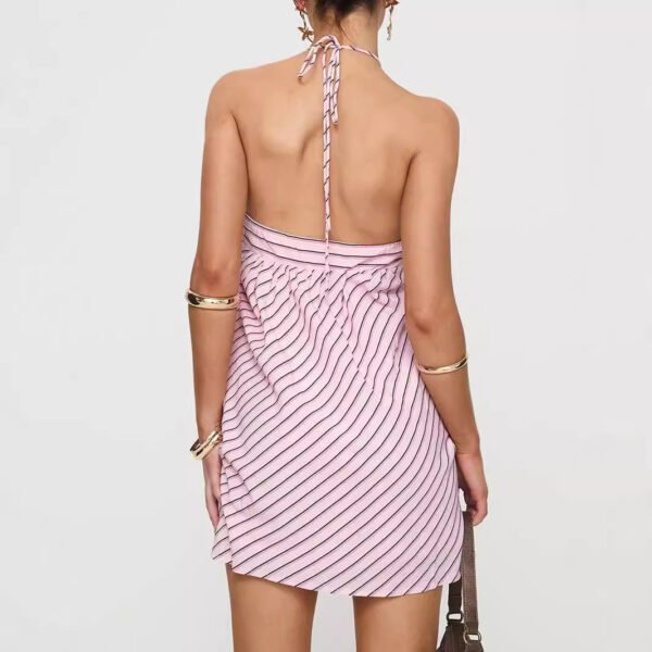 فستان نسائي مخطط بدون ظهر