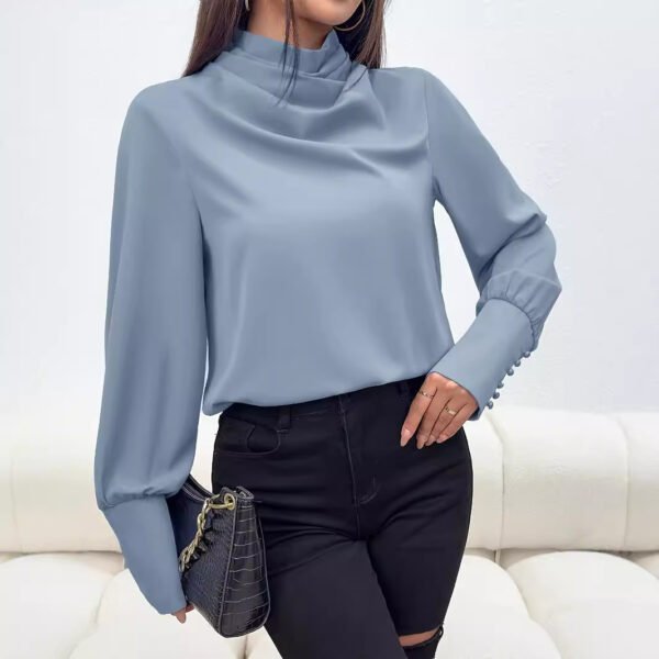 قميص نسائي أنيق ذو رقبة مدورة