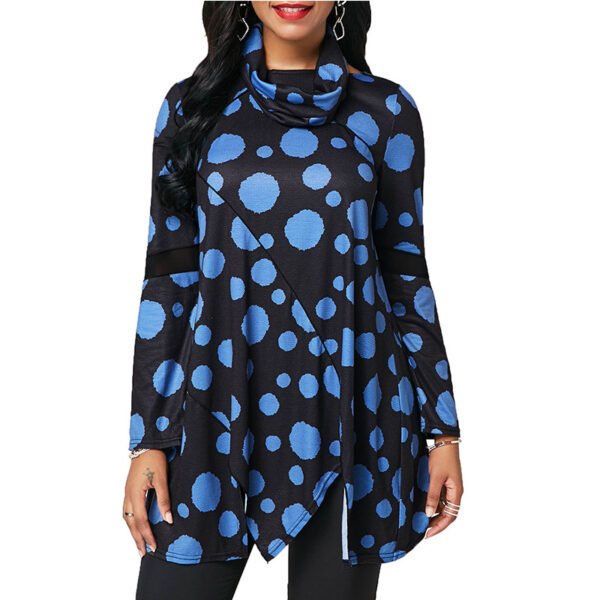 تي شيرت نسائي بأكمام طويلة بتصميم غير منتظم مناسب لفصل الخريف والشتاء