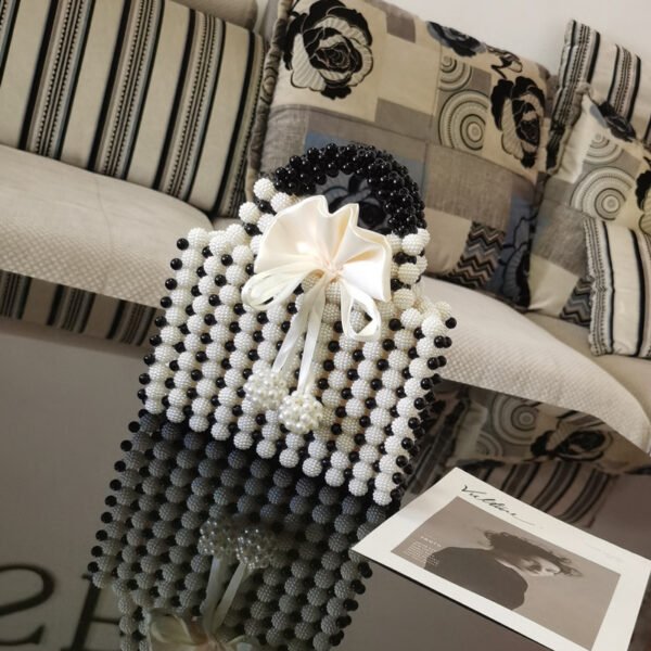 حقيبة منسوجة يدويًا من خشب البايبيري، حقيبة مرصعة بالخرز، حقيبة لؤلؤ، حقيبة يد للعشاء، حقيبة على الطراز الفرنسي