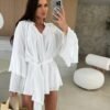 5e6e8432-b60e-4b65-8cd1-c7754005581e.jpg فستان نسائي غير منتظم برباط وأكمام مكشكشة وفتحة رقبة على شكل حرف V